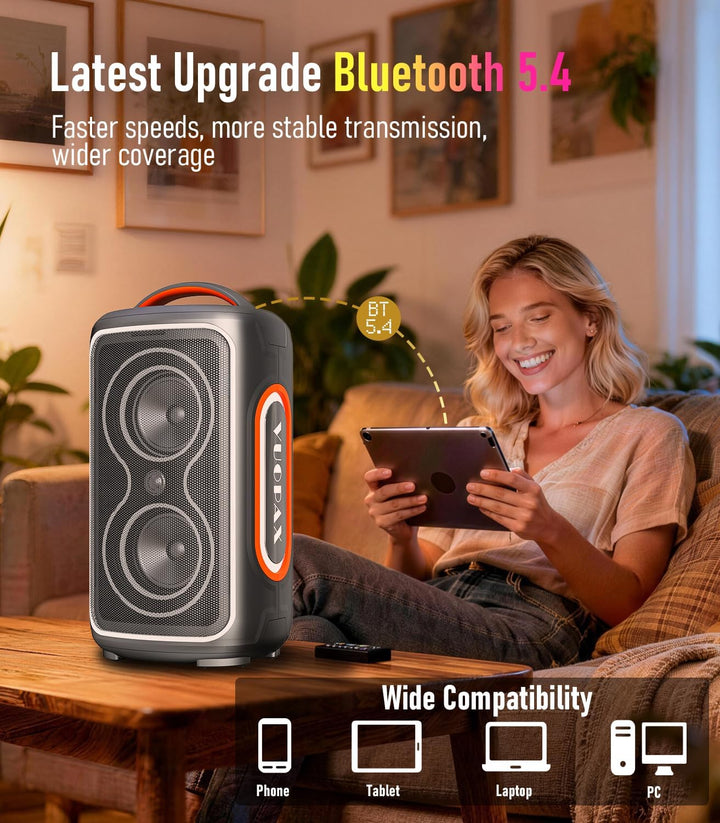 Bluetooth Lautsprecher Gross Party 200 watt, Tragbare Musikbox Bluetooth Subwoofer/LED-Lichtshow/IP6