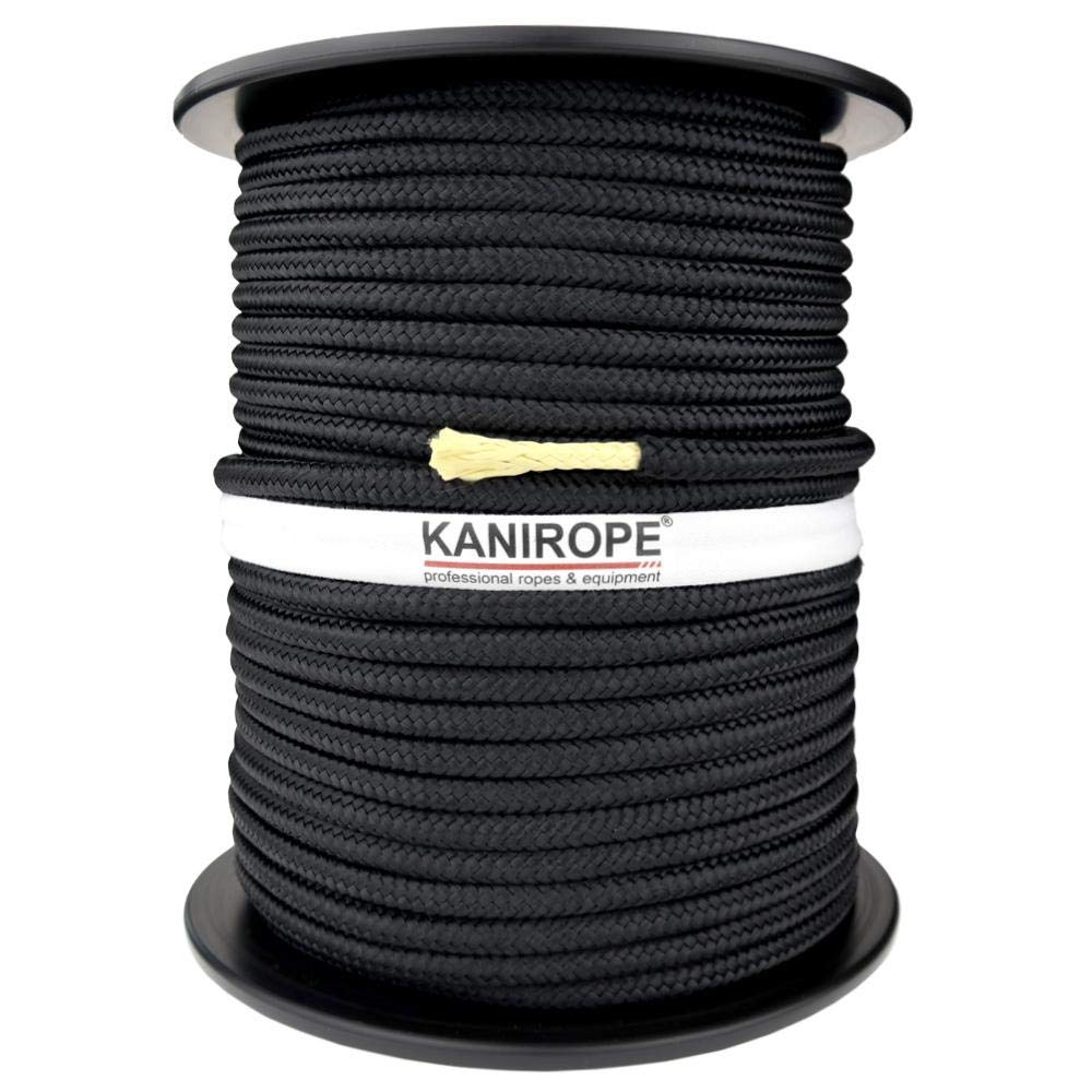 Kanirope® Polyesterseil mit Aramidkern Kevlarseil Seil PARABRAID 4mm 100m Schwarz geflochten, 100m