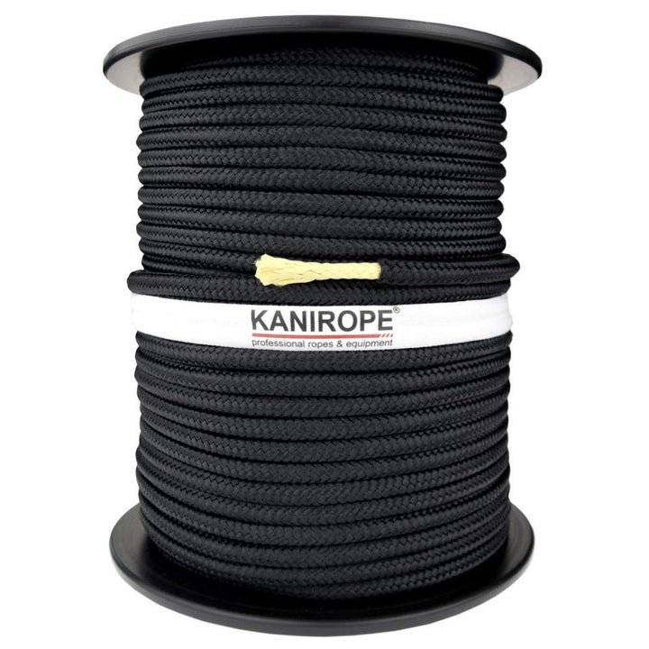 Kanirope® Polyesterseil mit Aramidkern Kevlarseil Seil PARABRAID 4mm 100m Schwarz geflochten, 100m