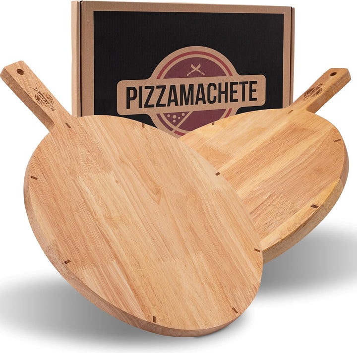 Pizzateller Holz, Pizzabrett aus Kautschukholz, Pizza-Zubehör zu Hause, Schneidebrett rund, Plate ,