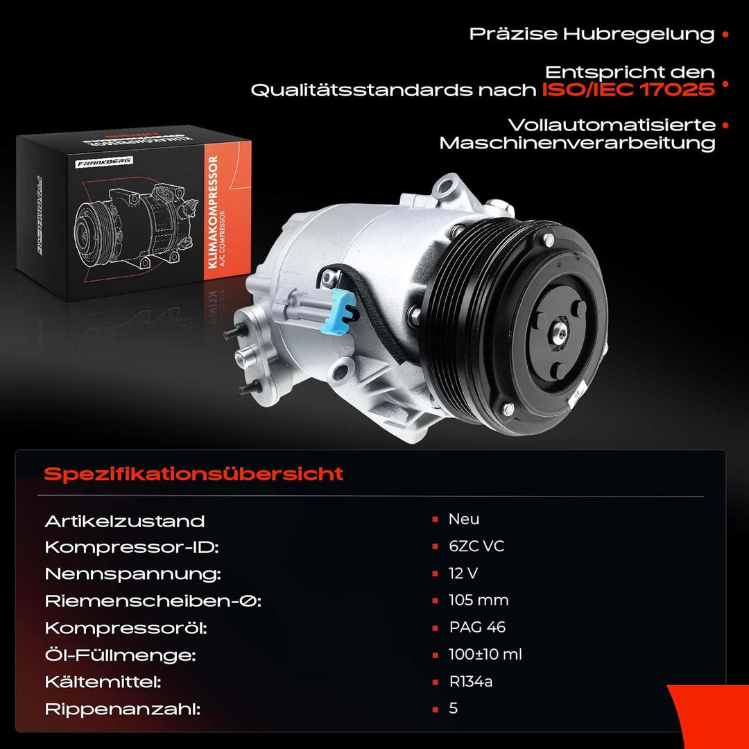 Frankberg Kompressor Klimaanlage Kompatibel mit Astra H A04 1.2L Benzin 2005-2010 Astra H Caravan L3