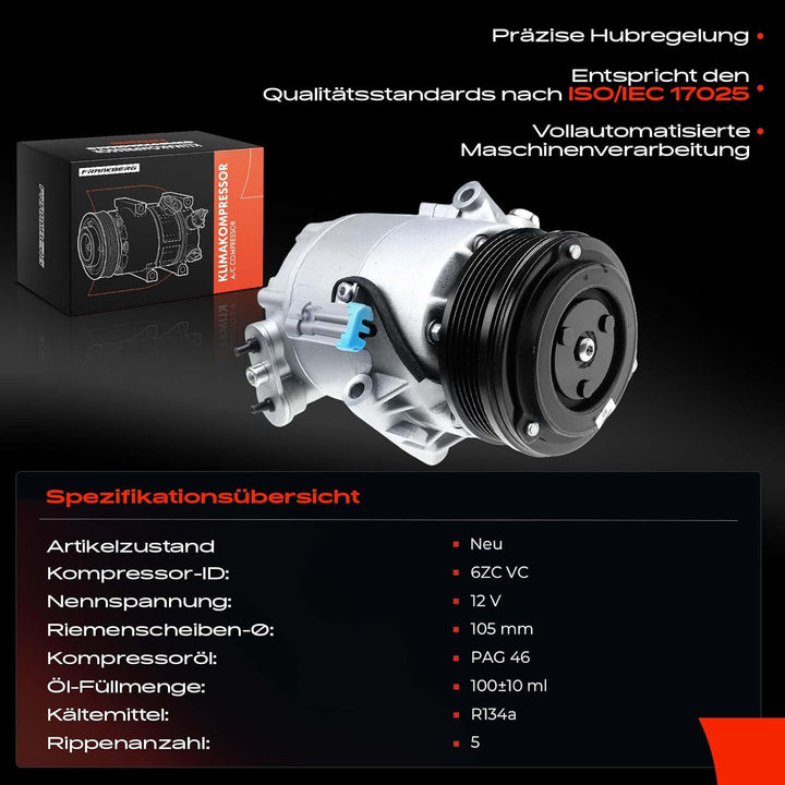 Frankberg Kompressor Klimaanlage Kompatibel mit Astra H A04 1.2L Benzin 2005-2010 Astra H Caravan L3
