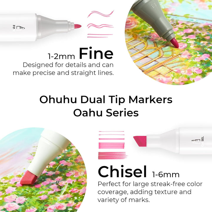 Ohuhu Pastel Marker Stifte, 48 Farben Permanent Marker Stiften Marker Pen verdoppelt spitzt Kunst Sk