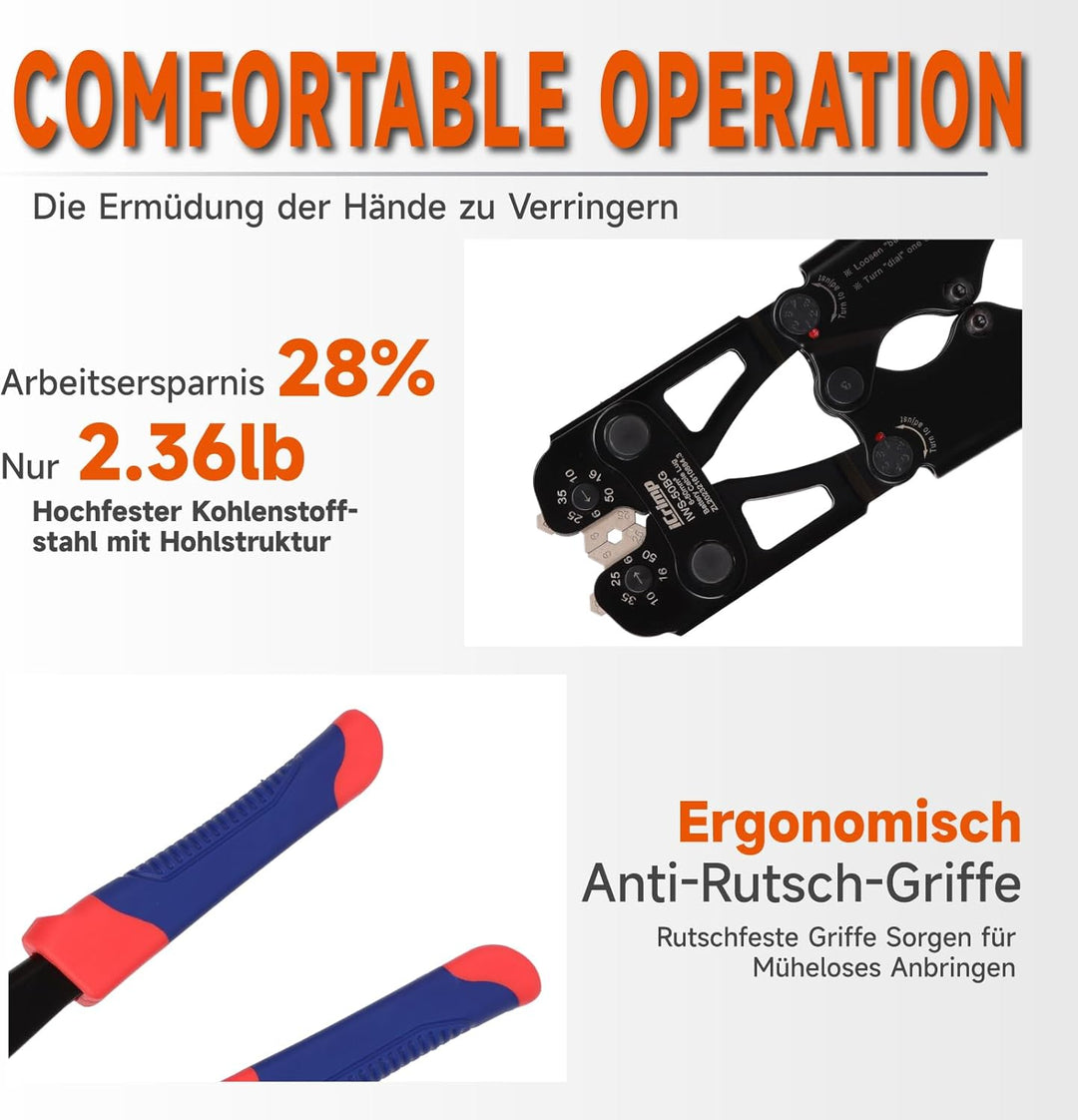 iCrimp Batteriekabelschuh Crimpzange 6–50 mm² mit Schnellwechselbacken | Kabelschuh Crimpzange mit e
