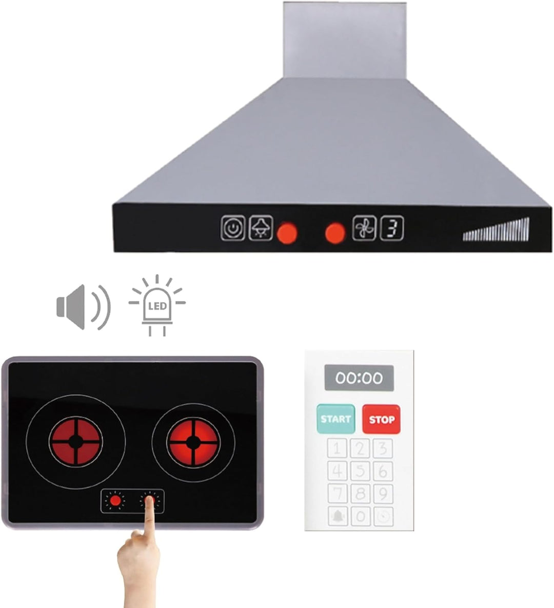 Mamabrum XXXL Holzküche mit LED-Beleuchtung, Spielküche & Eiswürfelspender - Kinderküche Zubehör Set