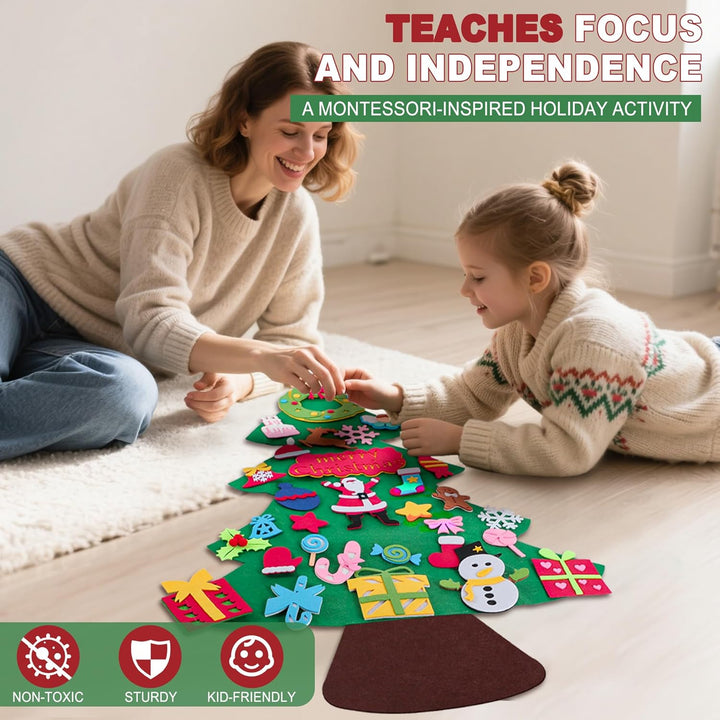 WEST STORY Filz Weihnachtsbaum für Kinder, 3.3Ft DIY Filz Tannenbaum Zum Schmücken mit 30 Ornamenten