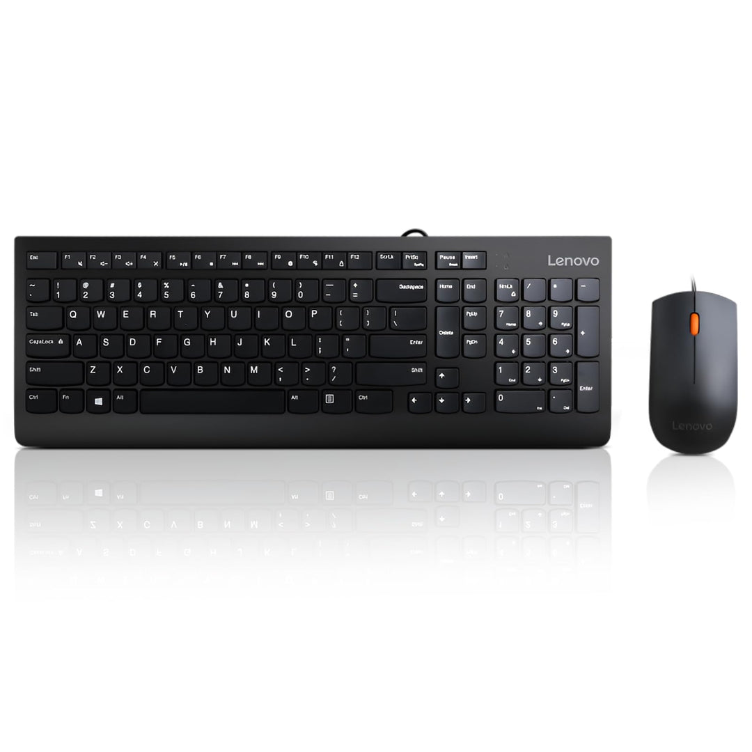 Lenovo 300 USB Combo, Full-Size Wired Tastatur & Maus, Ergonomische, Links- oder Rechtshänder, Optis