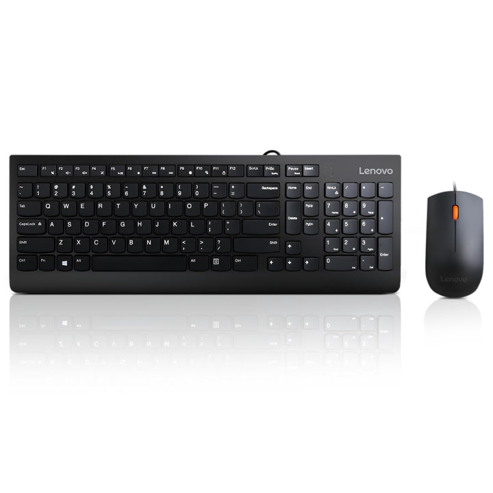 Lenovo 300 USB Combo, Full-Size Wired Tastatur & Maus, Ergonomische, Links- oder Rechtshänder, Optis
