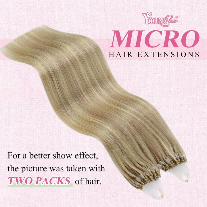 YoungSee Microring Extensions Blond Microring Extensions Echthaar 1g Blond Microring Hair Extensions