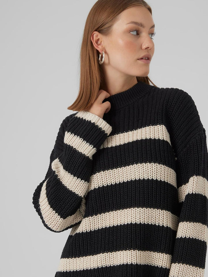 VERO MODA Female Strickpullover VMHILDA Strickpullover | Knitted Pullover S Black/Stripes:birch, S B
