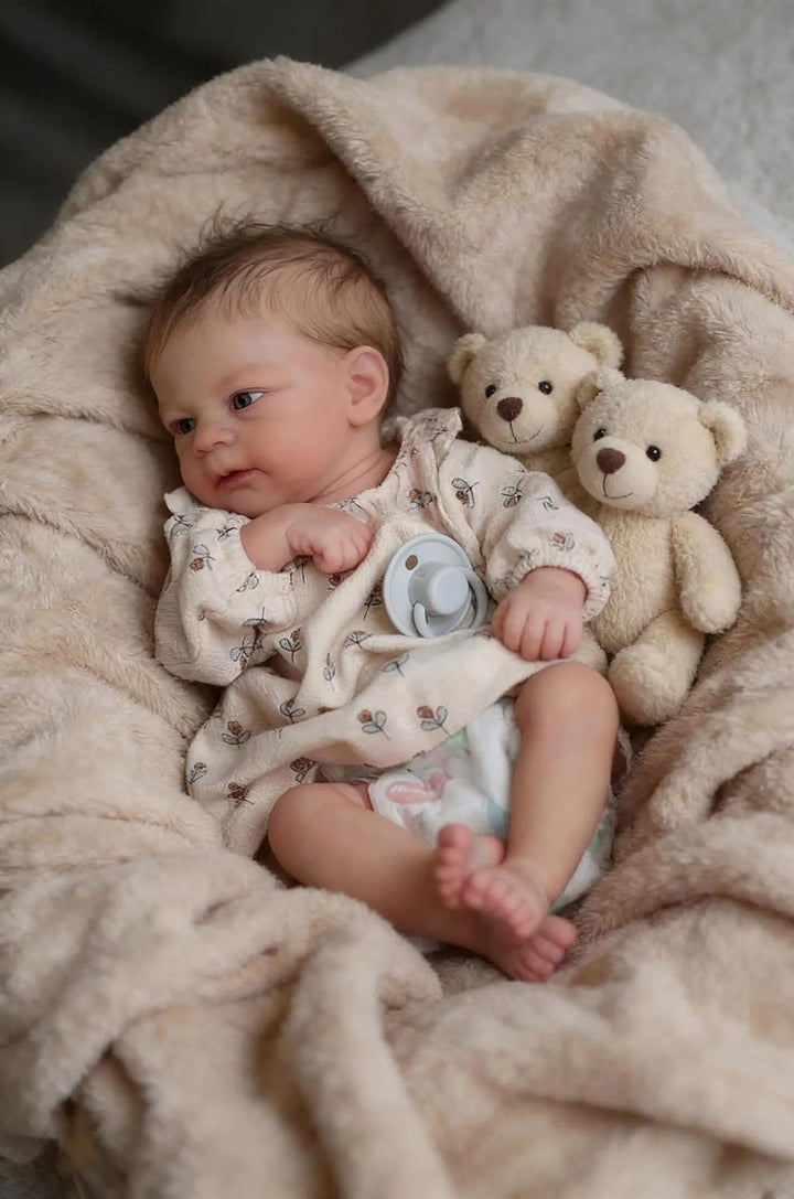 Zero pam Reborn Baby Vollsilikon Lebensecht Mädchen Augen Offen-43CM Anatomisch Korrekt Babypuppen W