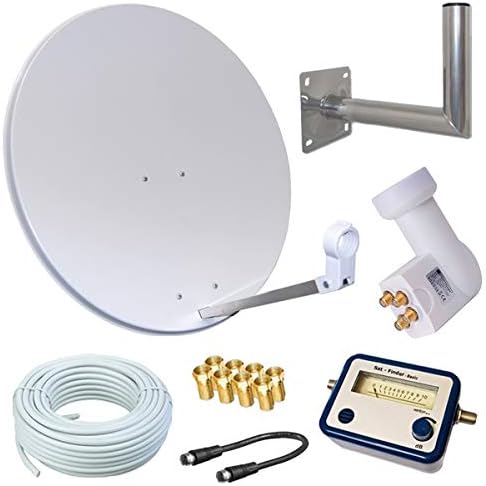 netshop 25 HD Sat Anlage 80 cm Spiegel + Opticum Quad LNB für 4 Teilnehmer + 50m Kabel + 40cm Wandha
