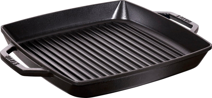 Staub 40511-783-0 Grillpfanne, rechteckige mit zwei Griffen, 33 cm, Gusseisen, schwarz Schwarz 39.5