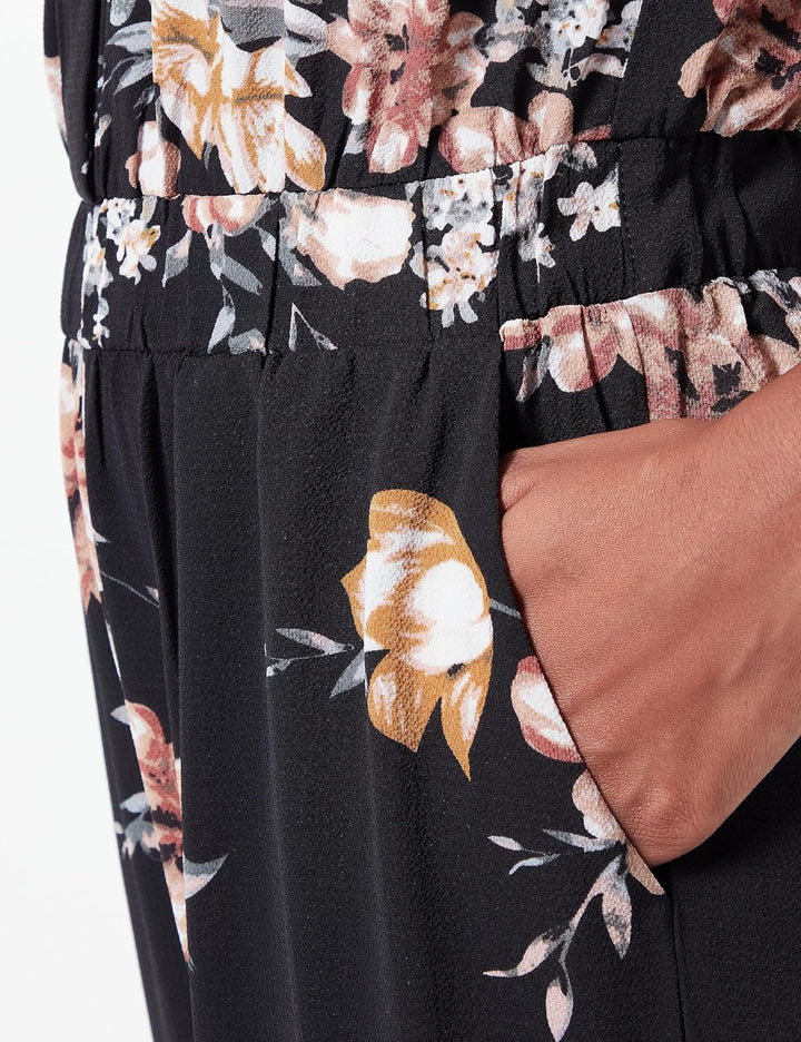 ONLY Damen Onlnova Lux S/S Alicia Jumpsuit Aop L Black/AOP:Romantic flower, L Black/AOP:Romantic flo