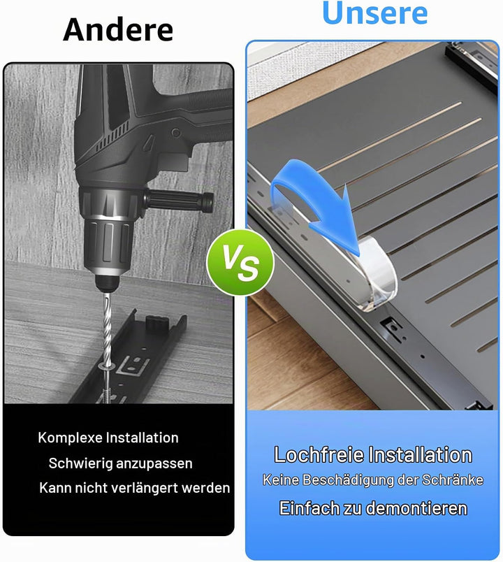 2 Ausziehbarer Schrank Organizer, Teleskopschublade Zum NachrüSten Kein Bohren Und Nageln Erforderli