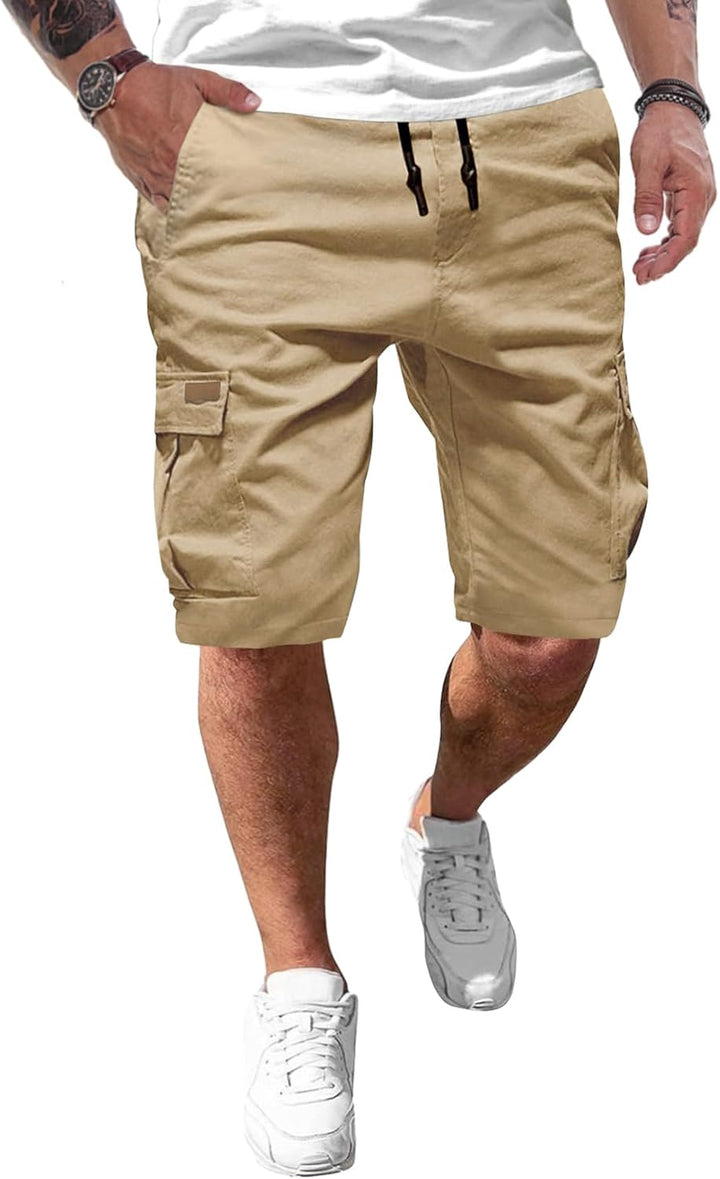 JMIERR Kurze Hosen Herren Baumwolle Cargo Shorts Herren Sommer Freizeithose mit Taschen S D Khaki, S