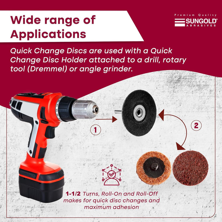 Sungold Abrasives 74904 Grobe, nicht gewebte Oberflächenpflege, R-Typ, Schnellwechselscheibe, 5 cm,