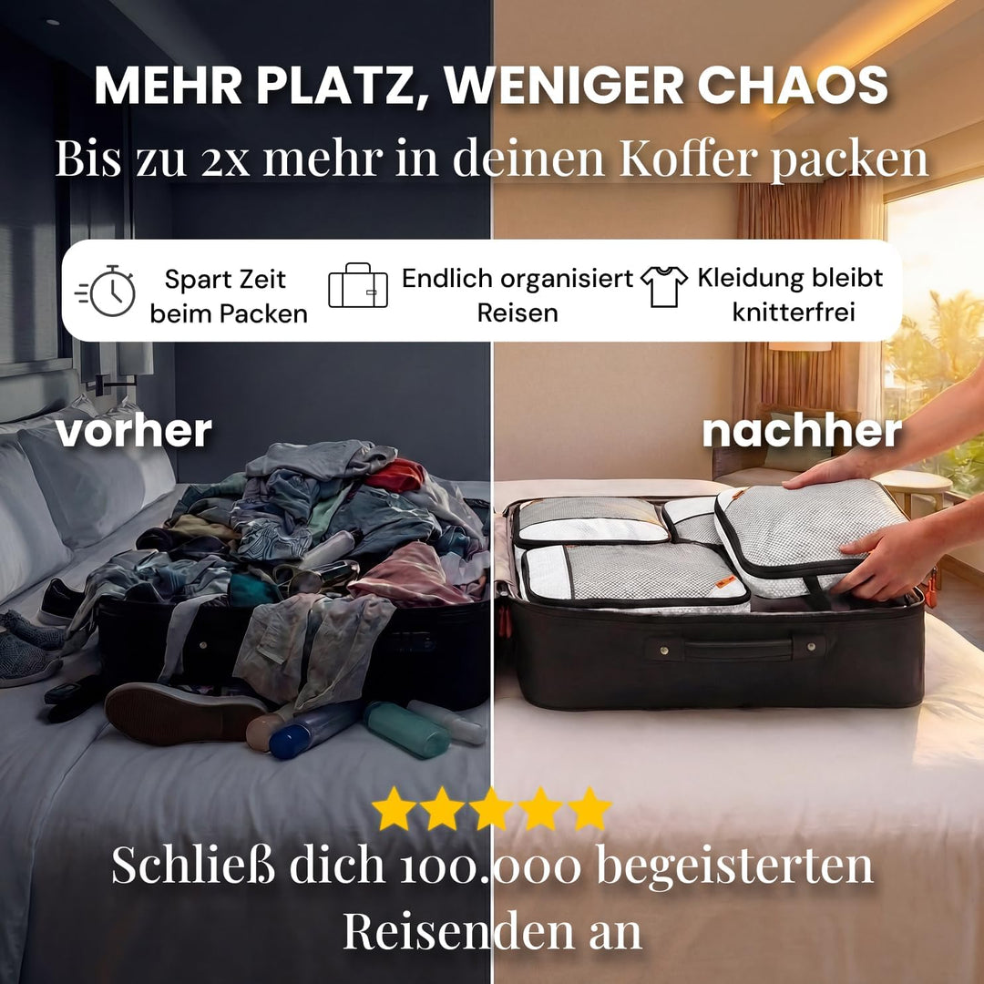 Kleidertaschen Set mit Kompression für Rucksack [3-teilig] - mehr Platz im Koffer oder Backpack durc