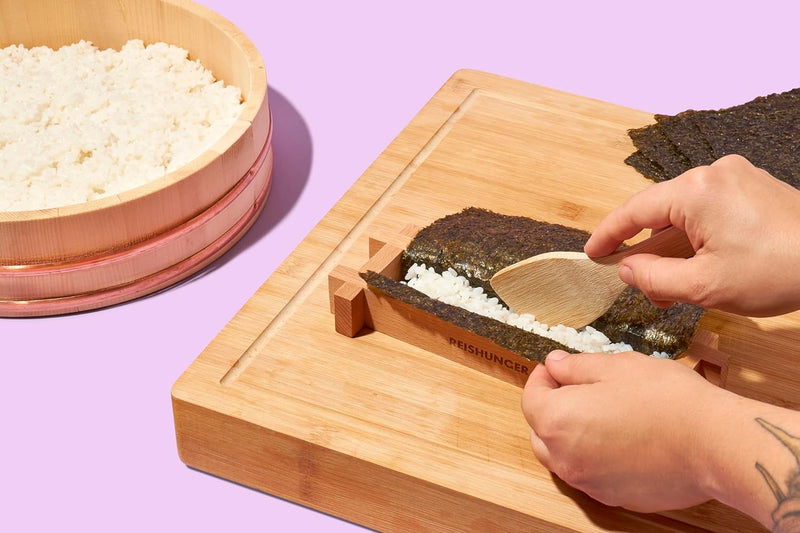 Reishunger Premium Sushi Maker Kit aus Birkenholz - für schnelles Maki Sushi & California Rolls (6 b