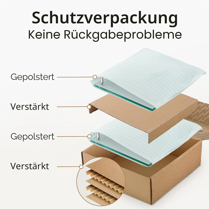 KES Glasregal Ecke mit 18/8 Edelstahl Haken, Hartglas Glasablage Badezimmer Wandregal Glas Glasregal