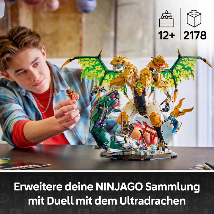 LEGO NINJAGO Duell mit dem Ultradrachen - Spielzeug mit 4-köpfiger Actionfigur, Schlange & 4 Minifig