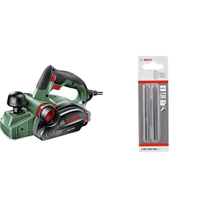 Bosch Handhobel PHO 2000, Hobelmesser, Karton (680 W, Hobelbreite 82 mm, Spantiefe 0 – 2,0 mm, Falzt
