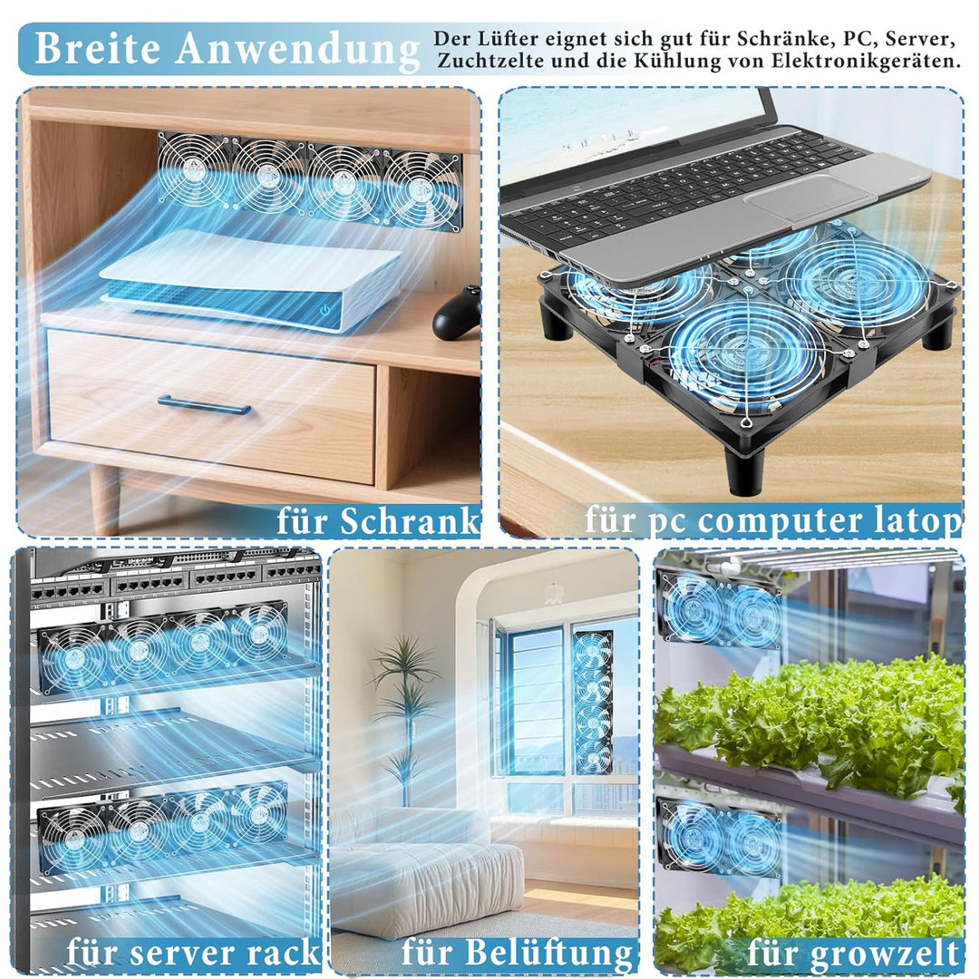 GDSTIME 5 x 120mm Lüfter 230V PC Ventilator 220V Gehäuselüfter 3000 U/min mit Netzstecker 4V -12V Ge