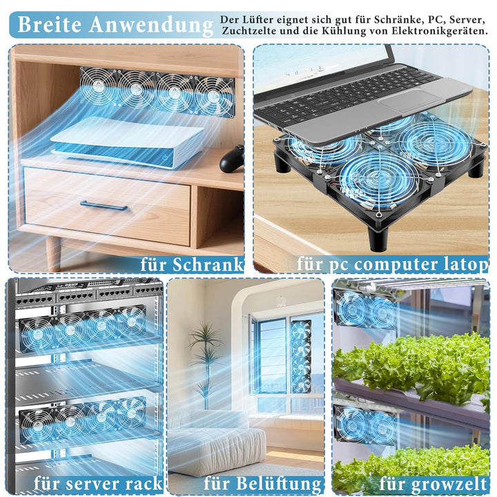 GDSTIME 5 x 120mm Lüfter 230V PC Ventilator 220V Gehäuselüfter 3000 U/min mit Netzstecker 4V -12V Ge