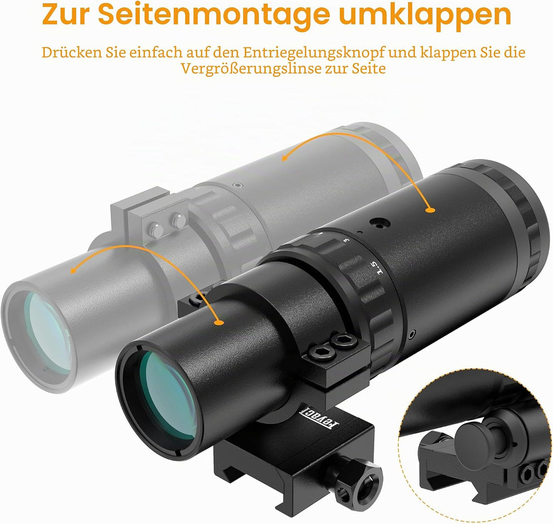 Feyachi 1.5X - 5X Lupe, Magnifier mit Flip to Side Mount Fokus Einstellung