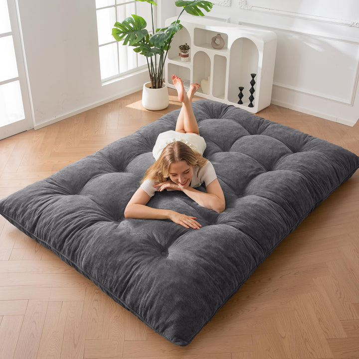 MAXYOYO Futon Matratze, Chenille-Stoff, 15cm Dick Bodenmatratze Verwendbar als Schlafsofa, Geknöpft