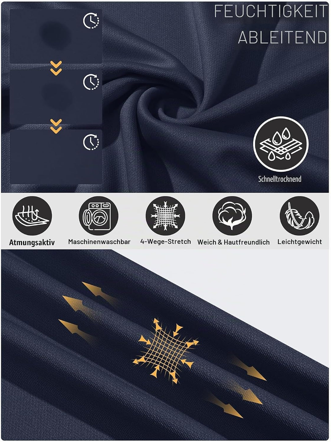 TACVASEN Herren Poloshirt Langarm Golf Polo Schnelltrocknend Funktionsshirts Leicht T-Shirts mit 3-K