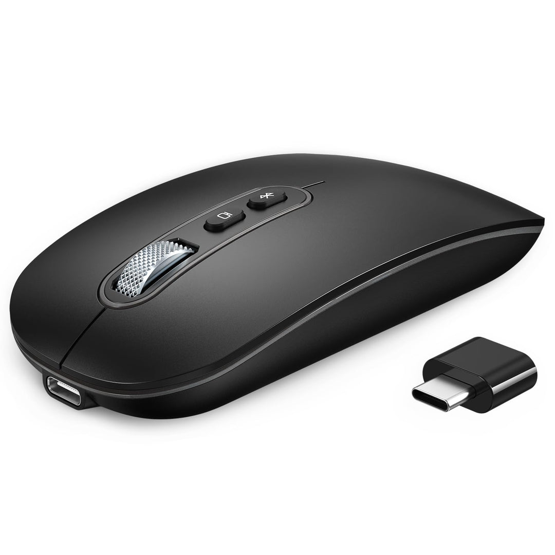PINKCAT Maus Kabellose USB C, Wiederaufladbare Dual-Modus Mouse(Bluetooth5.1+USB C), Leise Bluetooth