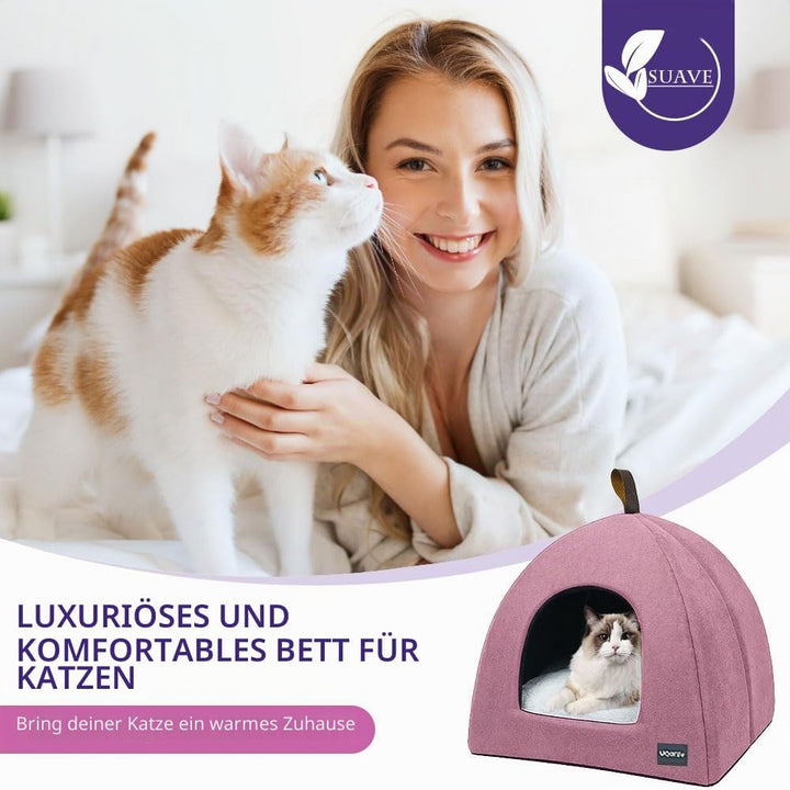 Katzenhöhle Katzenbett, weiche Katzenhöhle, weiche warme Plüsch-Katzenbetten, Katzennest mit herausn