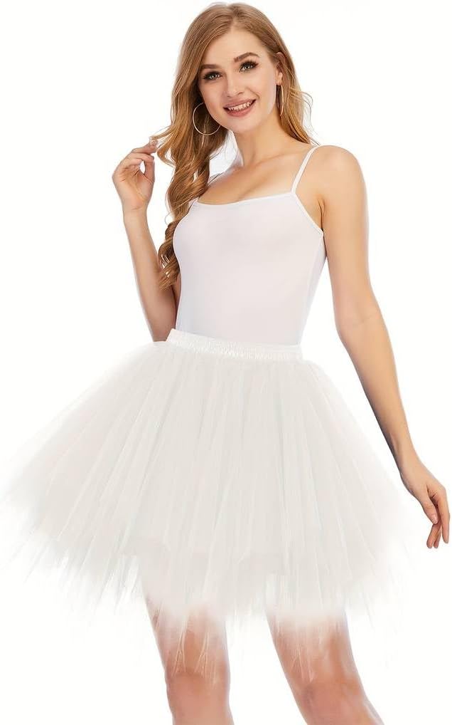 Boolavard 80er Jahre Tutu Rock für Erwachsene, mehrlagiger Tüll-Petticoat, Halloween-Tutu S-M Rosenr