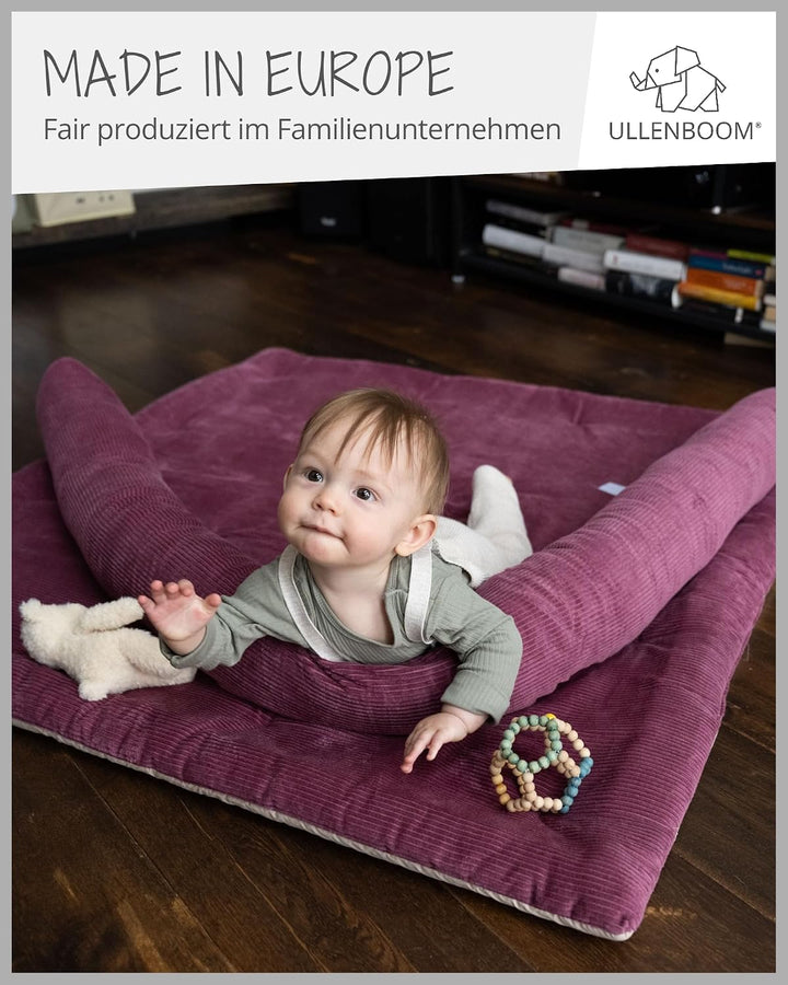 ULLENBOOM Krabbeldecke für Baby 100x100 cm - Dick und weich gepolstert Cord Berry 100 x 100 cm, Cord