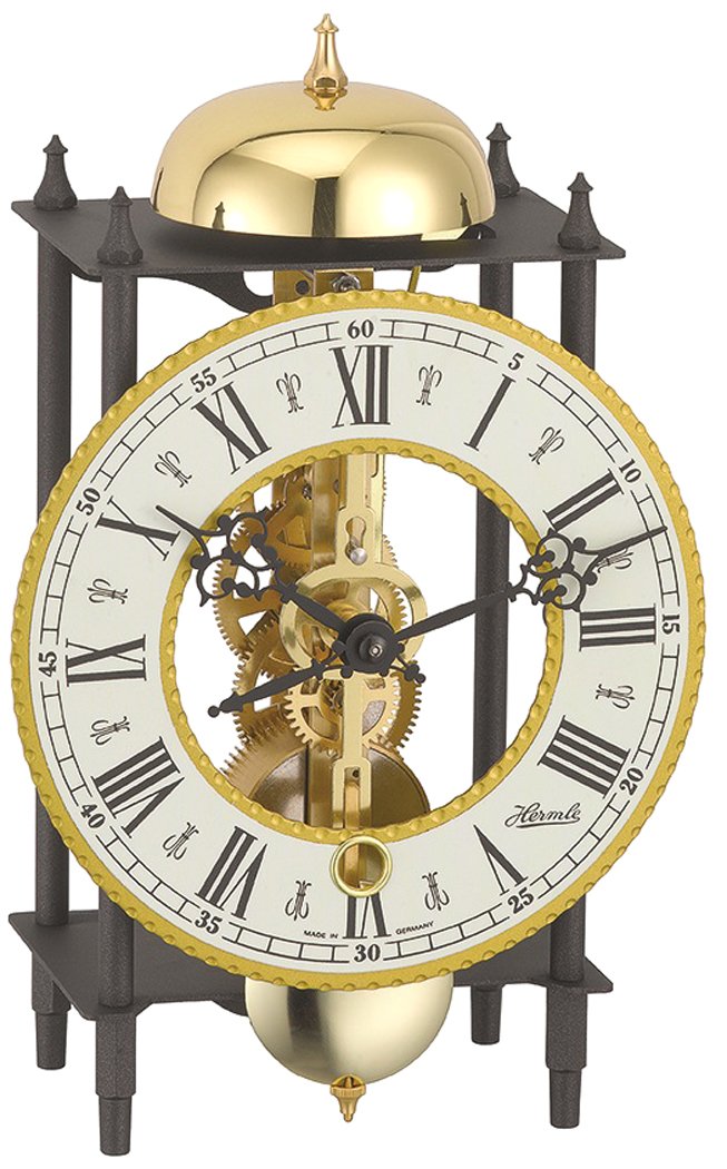 Hermle Uhrenmanufaktur Tischuhr, Schmiedeeisen, Schwarz-Gold, 24cm x 13cm x 9,5cm
