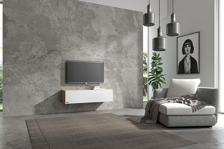 Wuun® TV Lowboard I 100cm-280cmI TV Board hängend Hängeschrank Wohnwand/Somero/Eiche 120 Eiche / Wei
