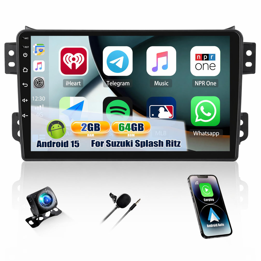 CAMECHO 2G+64G Android 13 Autordio Pour Suzuki Splash Ritz/Opel Agila 2004-2014 Avec Carplay/Android