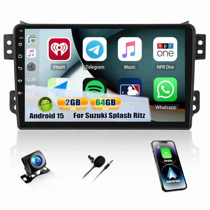 CAMECHO 2G+64G Android 13 Autordio Pour Suzuki Splash Ritz/Opel Agila 2004-2014 Avec Carplay/Android