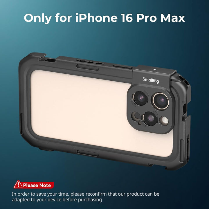 SMALLRIG Mobile Video Cage Basic Edition für iPhone 16 Pro Max mit T-Mount-Objektivrückplatte, TPU-S
