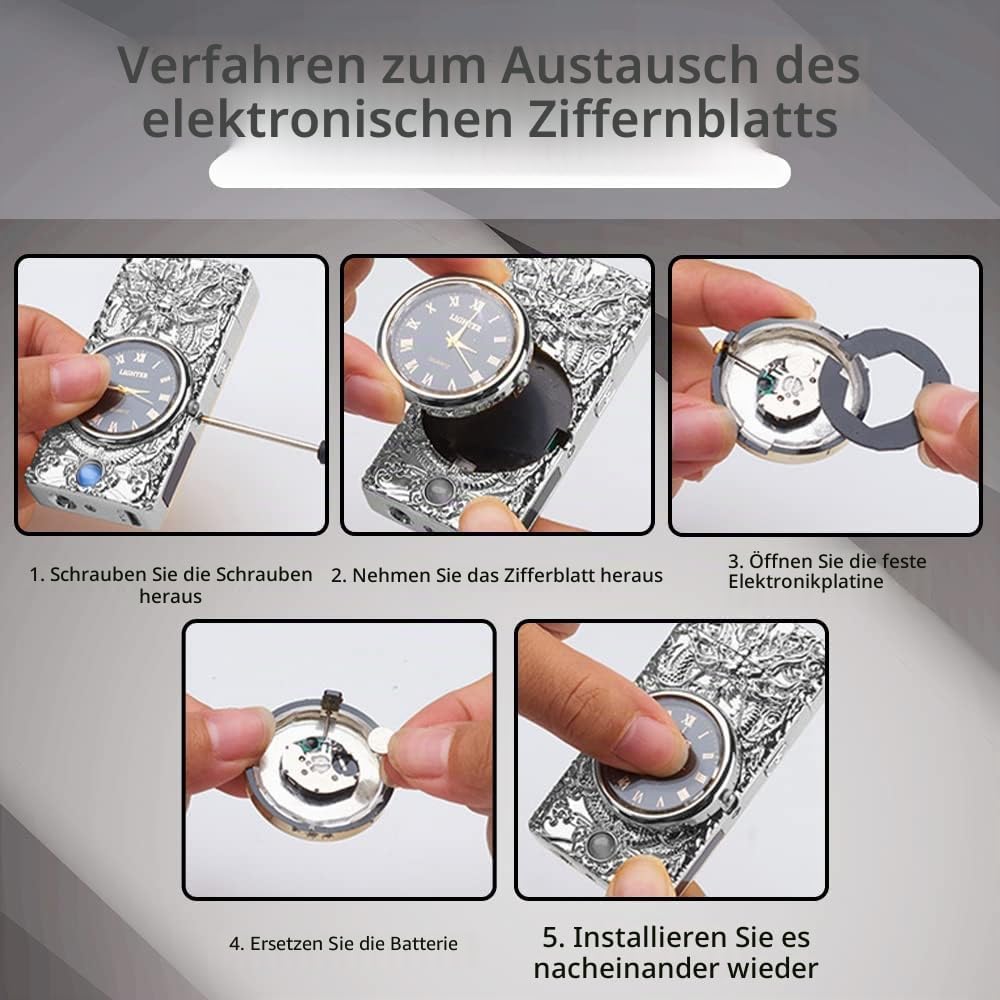 RSBYE Feuerzeug Elektrisch, Lichtbogen Feuerzeug mit Uhr, Plasma Feuerzeug, USB Feuerzeuge Wiederauf