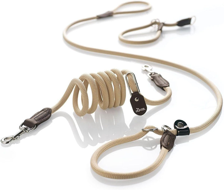 HUNTER Retriever-Hundeleine FREESTYLE, Farbe: beige, integrierte Halsung, stufenlos verstellbar, wit