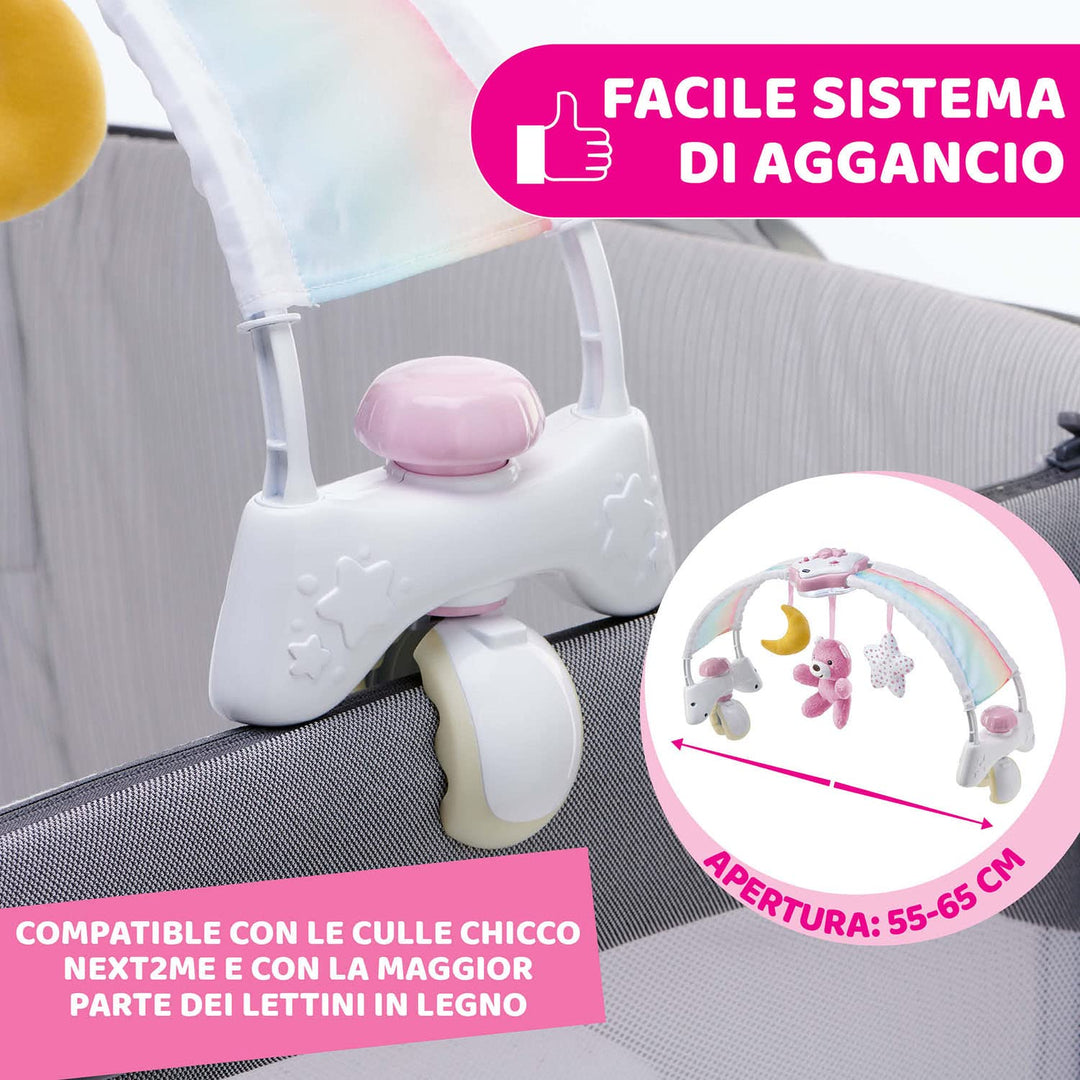 Chicco Regenbogen-Spielbogen für Kinderbett, 2in1 Evolutionskompatibel Next2Me, Babywanne mit Regenb