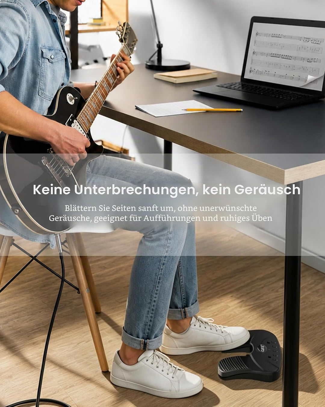 LEKATO Bluetooth Page Turning Pedal Silent Sheet Music Page Turner Foot Pedal for Tablet and Phone
