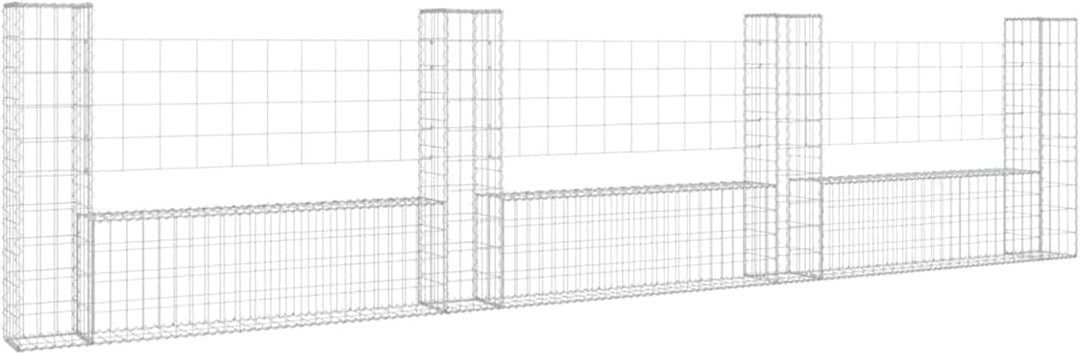 Festnight Gabionenwand Gabionenkorb U-Form mit 4 Säulen Gabione Gabionenkörbe Gabionen Hochbeet Stei
