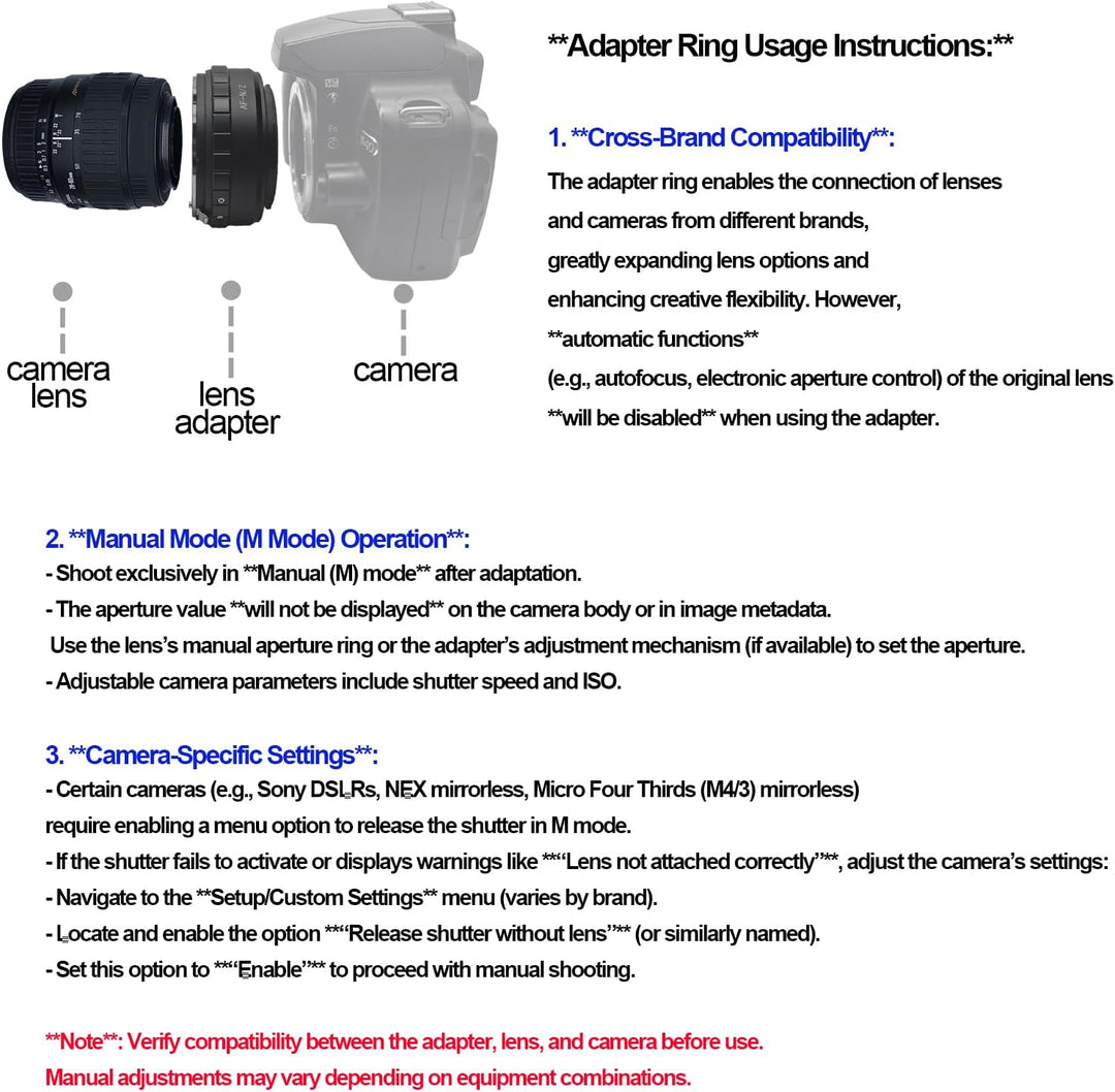 AF-Niko Z Objektivadapter Adapterring,für Minolta AF Objektiv/Sony A Objektiv Kompatibel für Nikon Z