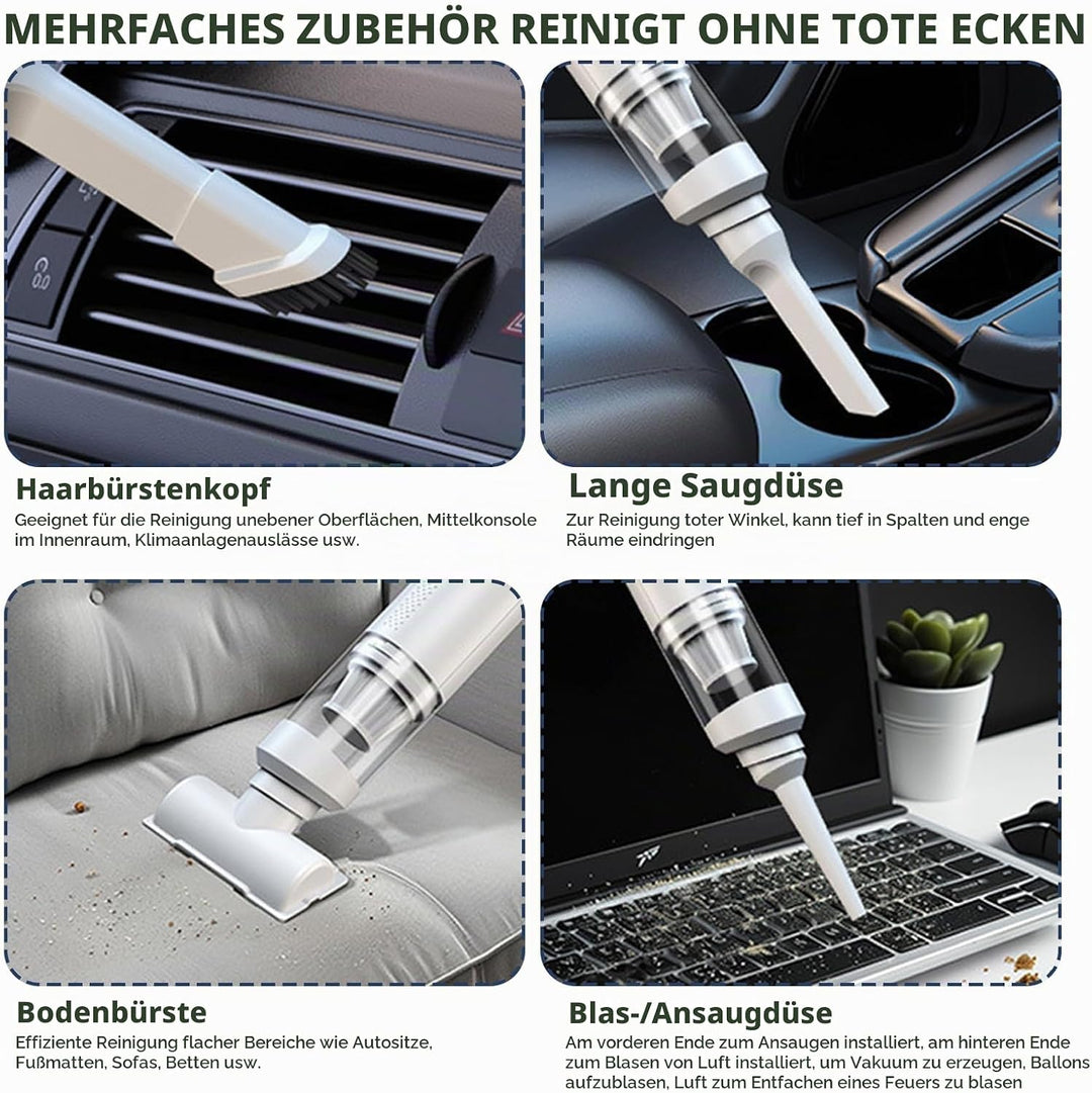 Handstaubsauger Akku, 9000Pa Auto Handstaubsauger Kabellos Stark mit Type-C Schnellladung, Auto Stau