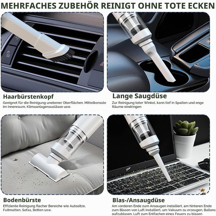 Handstaubsauger Akku, 9000Pa Auto Handstaubsauger Kabellos Stark mit Type-C Schnellladung, Auto Stau