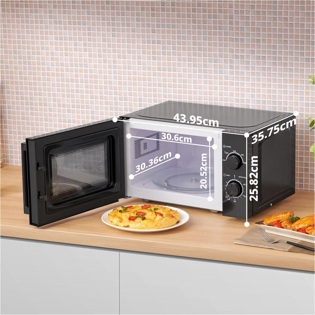 Comfee CMSN 20 bk Mikrowelle/Solo-Mikrowelle mit 5 Leistungsstufen/Innenbeleuchtung/easy Defrost/360