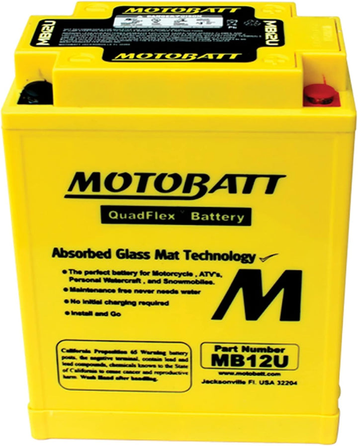 MotoBatt MB12U (12V 15 Amp) 160CCA Factory Activated QuadFlex AGM Battery